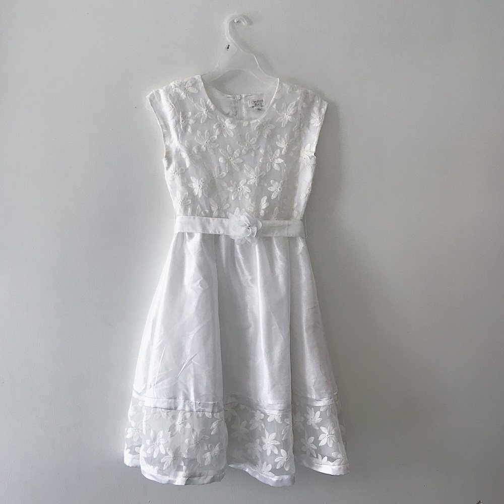 Girls White Floral Formal Dress